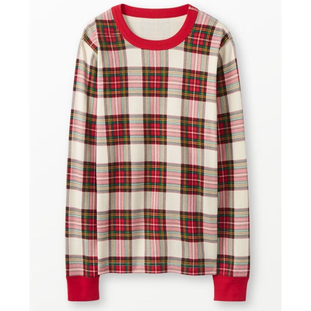 Hanna Andersson Pajama Top Adult SZ L Family Holiday Plaid Long Sleeve Organic